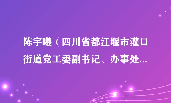 陈宇曦(四川省都江堰市灌口街道党工委副书记、办事处主任、灌县古城旅游景区管委会主任。)