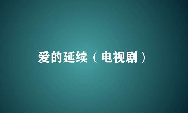 爱的延续（电视剧）