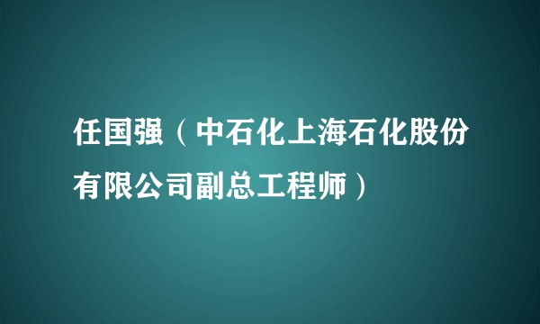 任国强（中石化上海石化股份有限公司副总工程师）