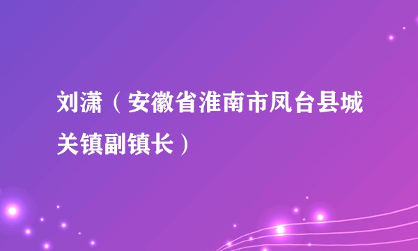 刘潇（安徽省淮南市凤台县城关镇副镇长）