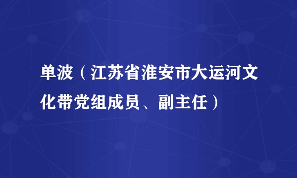 单波（江苏省淮安市大运河文化带党组成员、副主任）