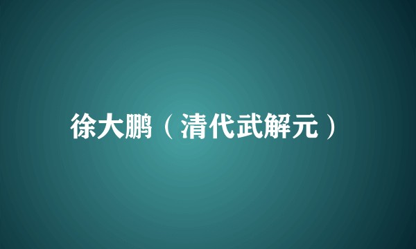 徐大鹏（清代武解元）