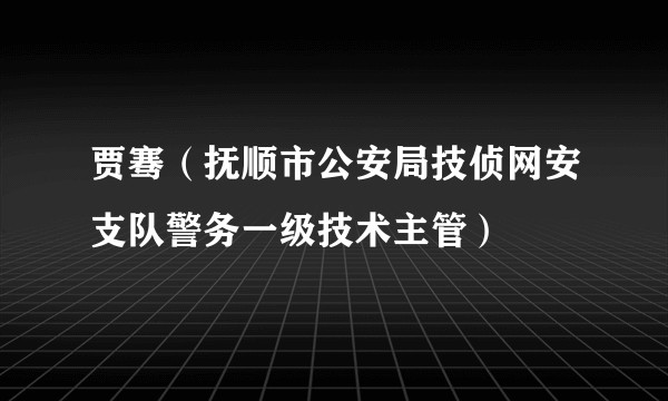 贾骞(抚顺市公安局技侦网安支队警务一级技术主管)