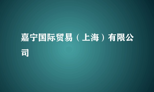 嘉宁国际贸易（上海）有限公司