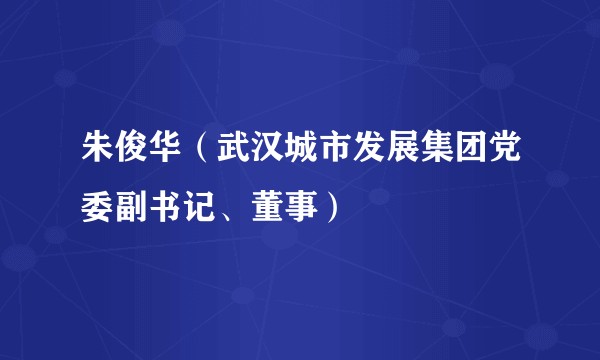 朱俊华(武汉城市发展集团党委副书记、董事)