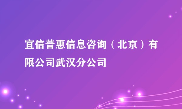 宜信普惠信息咨询（北京）有限公司武汉分公司