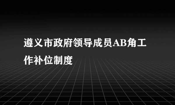 遵义市政府领导成员AB角工作补位制度
