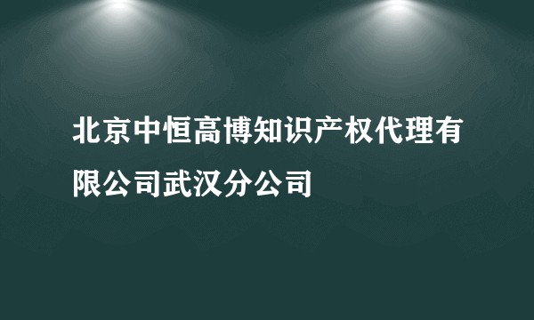 北京中恒高博知识产权代理有限公司武汉分公司