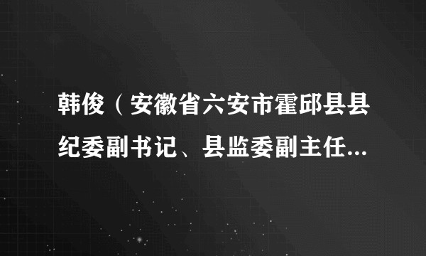 韩俊（安徽省六安市霍邱县县纪委副书记、县监委副主任、一级主任科员）