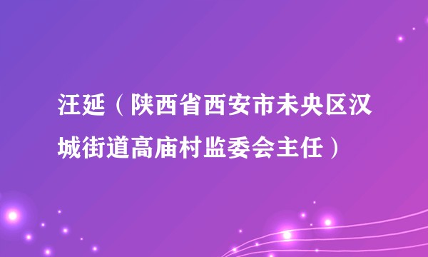 汪延（陕西省西安市未央区汉城街道高庙村监委会主任）