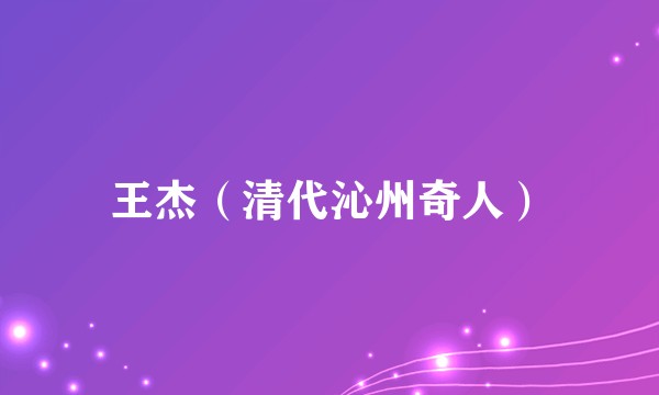 王杰（清代沁州奇人）