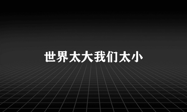 世界太大我们太小