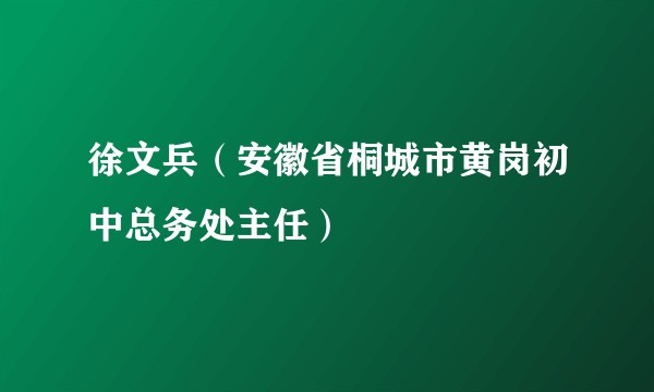 徐文兵（安徽省桐城市黄岗初中总务处主任）