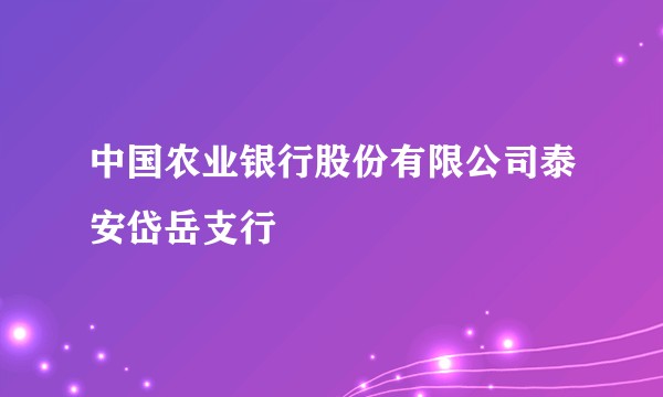 中国农业银行股份有限公司泰安岱岳支行