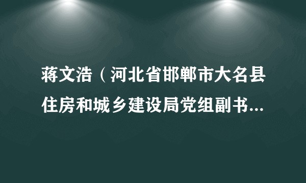 蒋文浩（河北省邯郸市大名县住房和城乡建设局党组副书记、副局长）