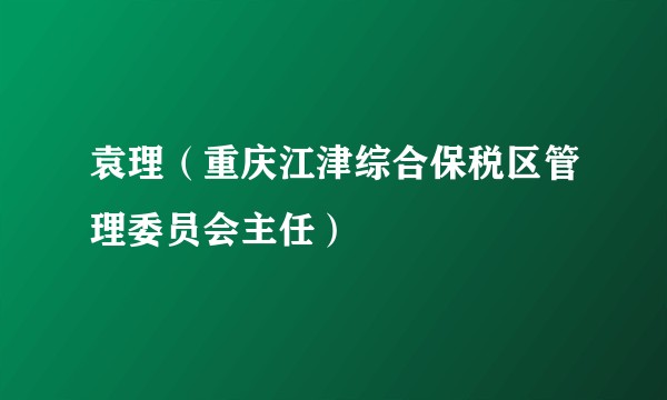 袁理(重庆江津综合保税区管理委员会主任)