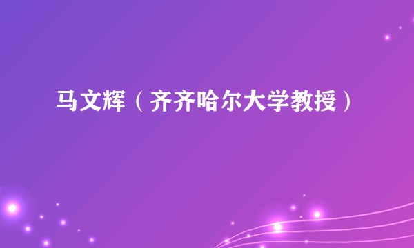 马文辉（齐齐哈尔大学教授）