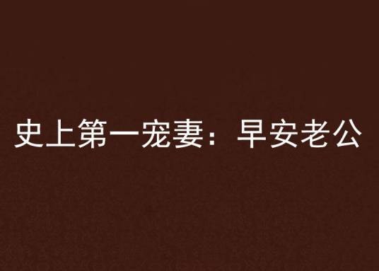 史上第一宠妻：早安老公