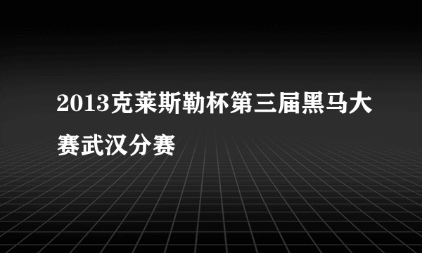 2013克莱斯勒杯第三届黑马大赛武汉分赛