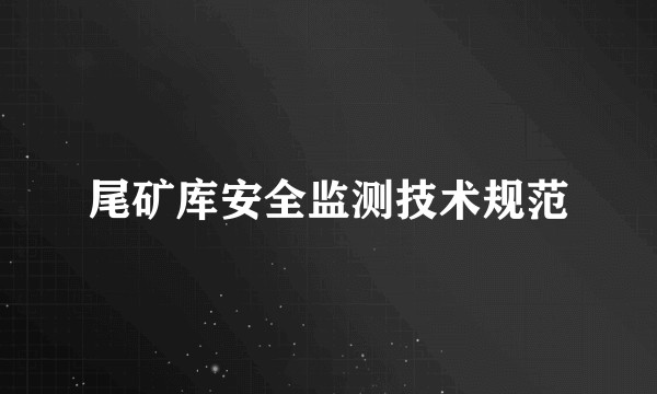 尾矿库安全监测技术规范