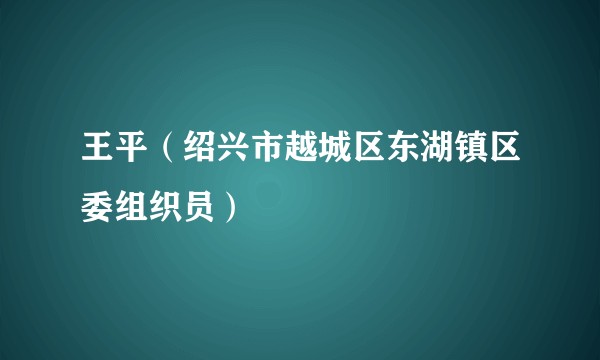 王平(绍兴市越城区东湖镇区委组织员)