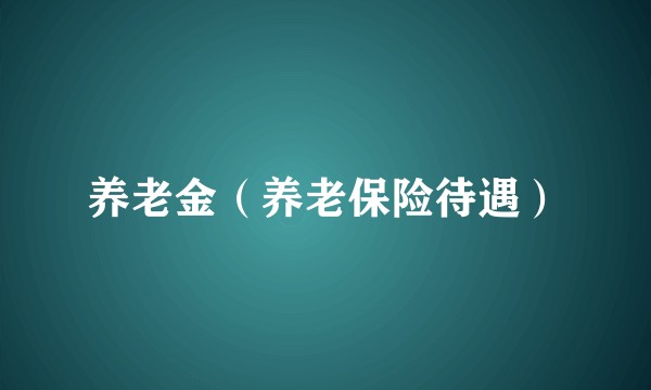 养老金（养老保险待遇）