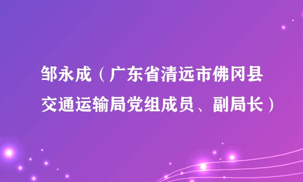 邹永成（广东省清远市佛冈县交通运输局党组成员、副局长）