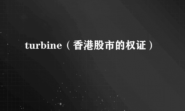 turbine（香港股市的权证）