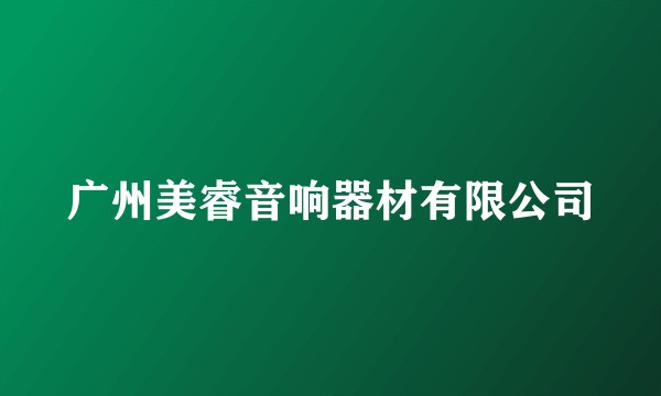 广州美睿音响器材有限公司