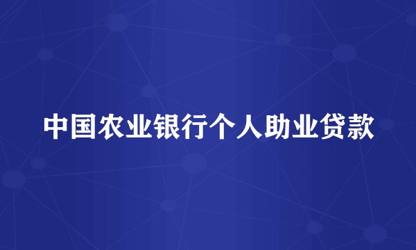 中国农业银行个人助业贷款