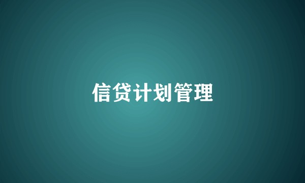 信贷计划管理