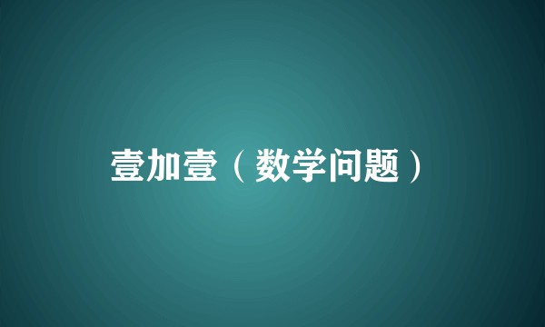壹加壹（数学问题）