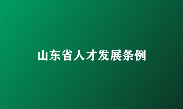 山东省人才发展条例