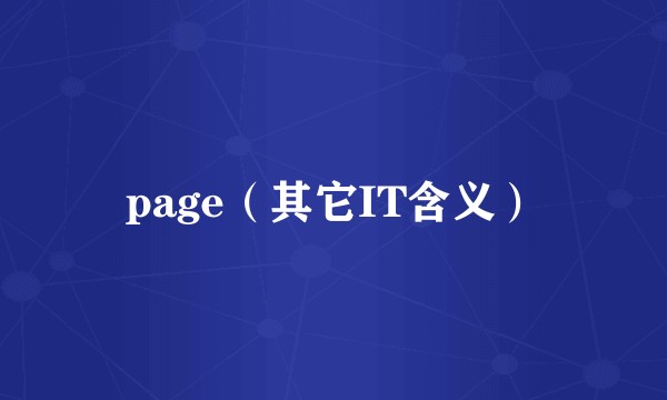 page（其它IT含义）