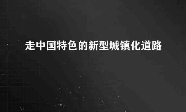 走中国特色的新型城镇化道路