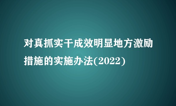 对真抓实干成效明显地方激励措施的实施办法(2022)