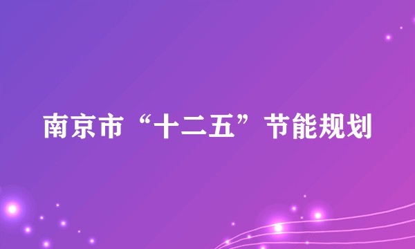 南京市“十二五”节能规划