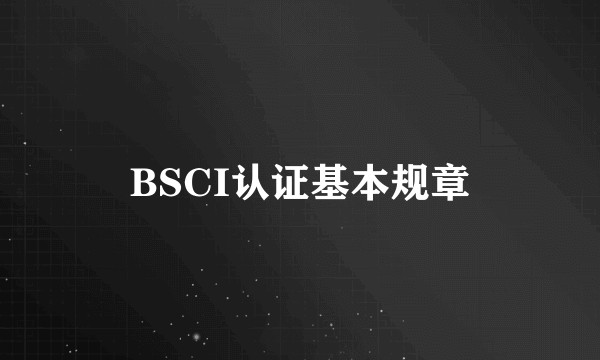 BSCI认证基本规章