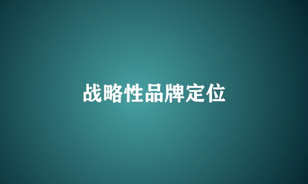 战略性品牌定位