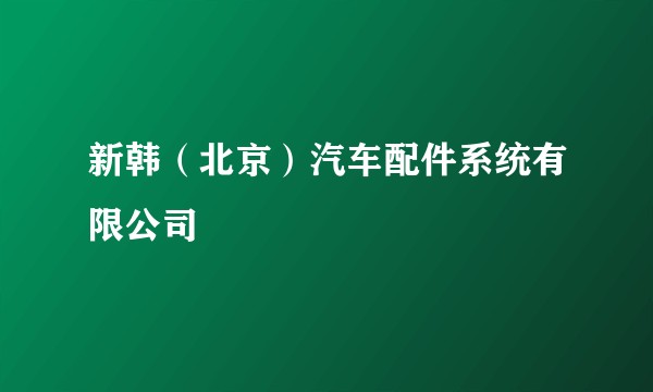 新韩（北京）汽车配件系统有限公司