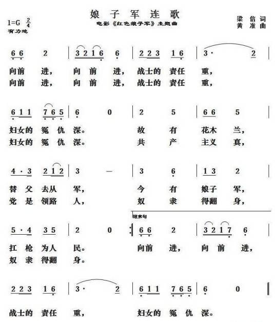 娘子军连歌(1961年电影《红色娘子军》的主题歌)