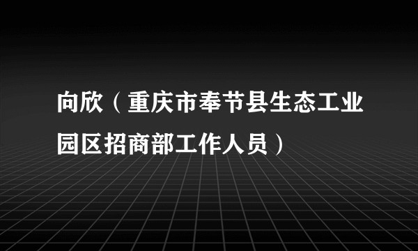 向欣（重庆市奉节县生态工业园区招商部工作人员）
