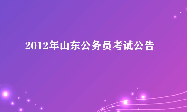 2012年山东公务员考试公告