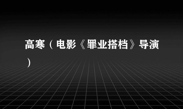 高寒(电影《罪业搭档》导演)