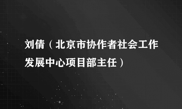 刘倩（北京市协作者社会工作发展中心项目部主任）