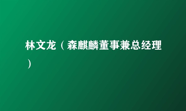 林文龙（森麒麟董事兼总经理）