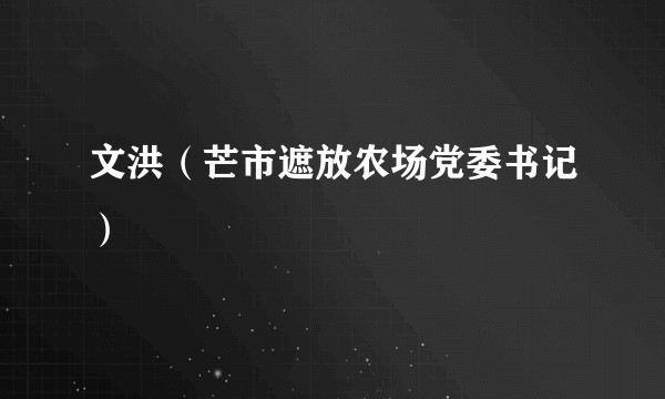文洪（芒市遮放农场党委书记）
