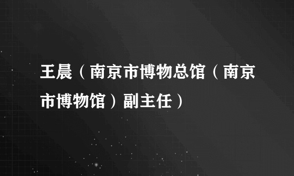 王晨（南京市博物总馆（南京市博物馆）副主任）
