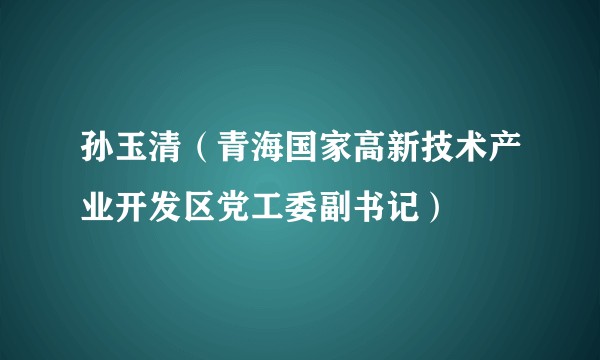 孙玉清（青海国家高新技术产业开发区党工委副书记）