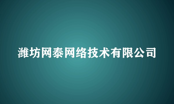 潍坊网泰网络技术有限公司